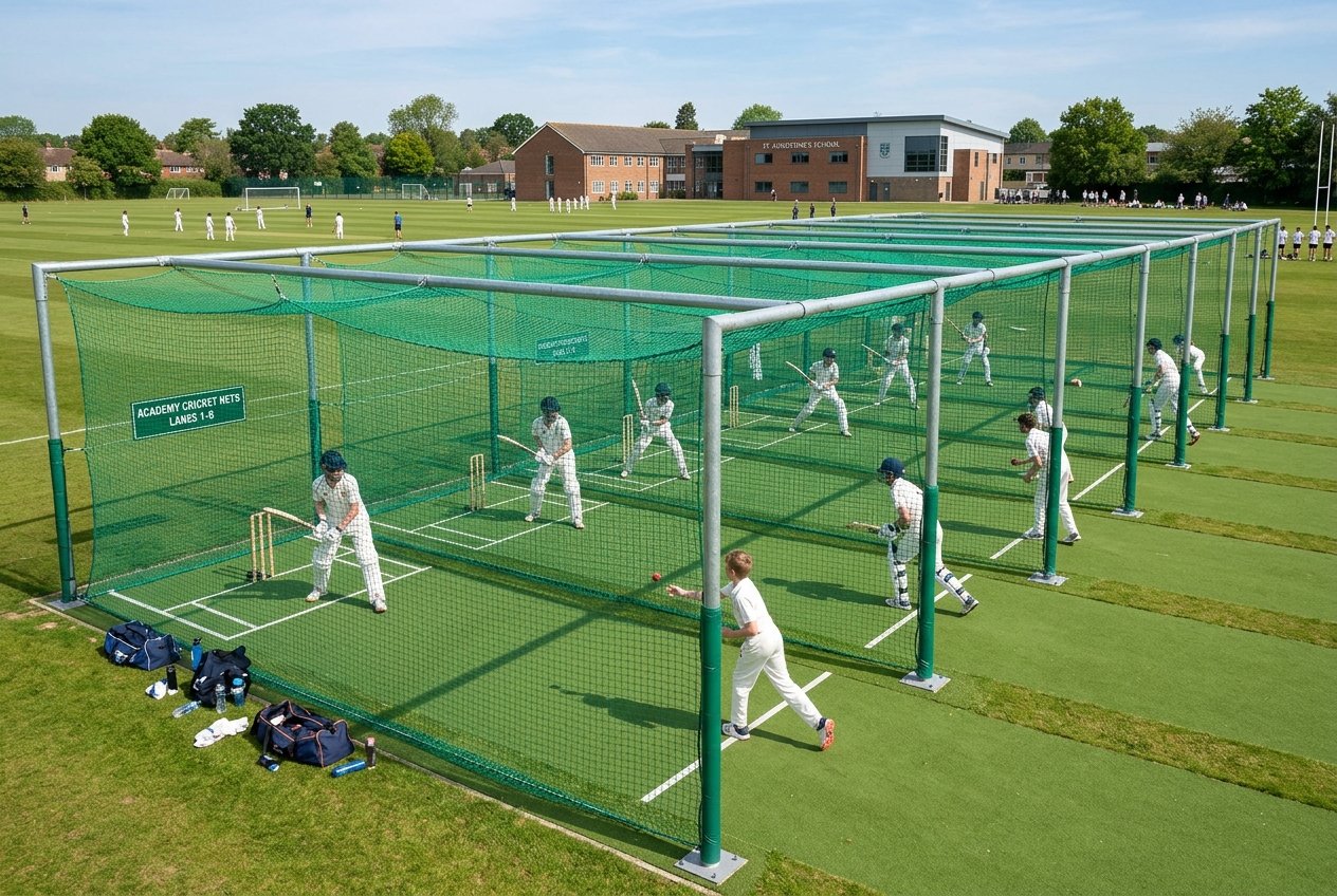 School cricket academy multi-lane practice nets