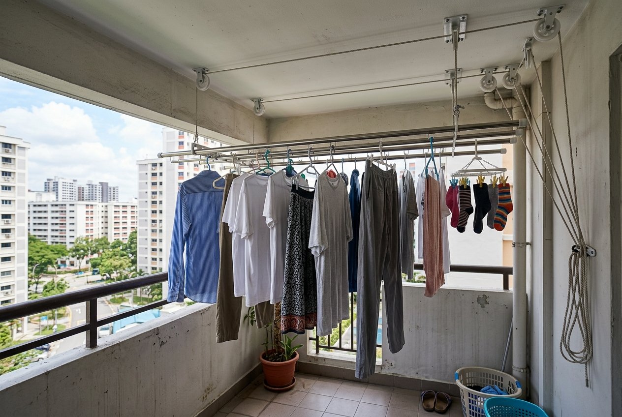 Ceiling pulley cloth hanger system installation