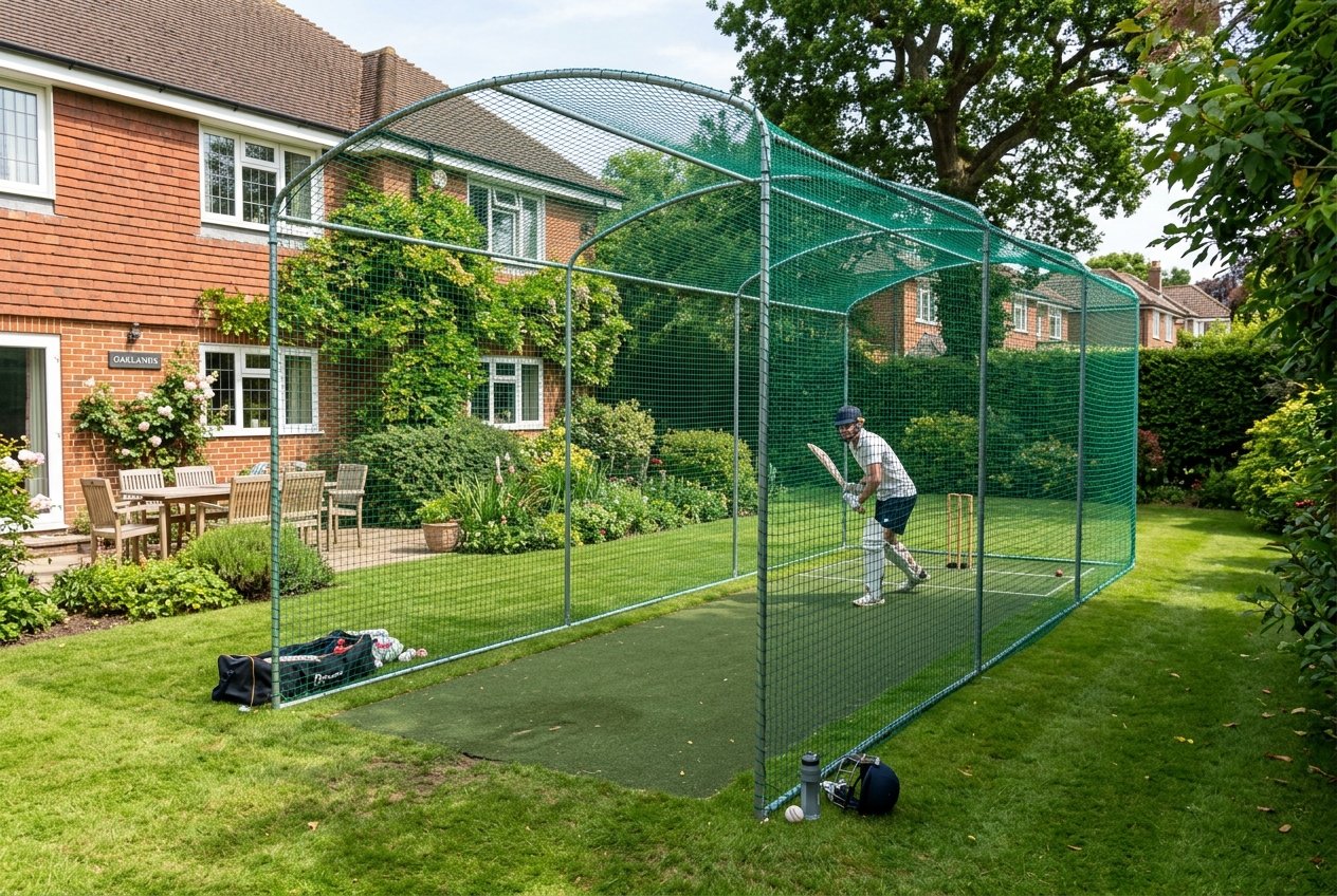 Residential home garden cricket practice net