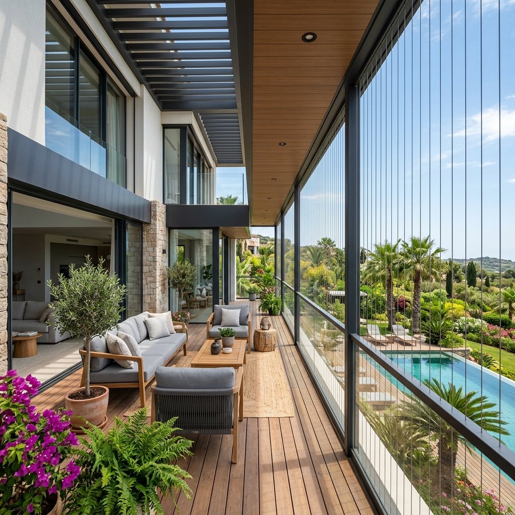 Luxury villa with invisible grill safety system